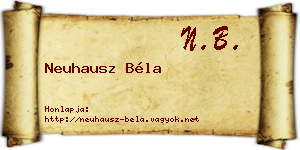 Neuhausz Béla névjegykártya